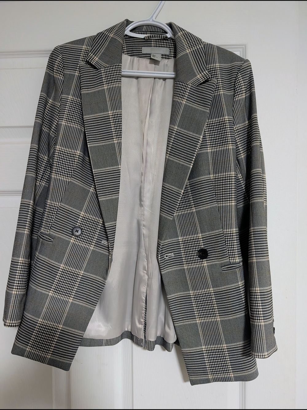 H&M Grey Plaid Women's Blazer Jacket
